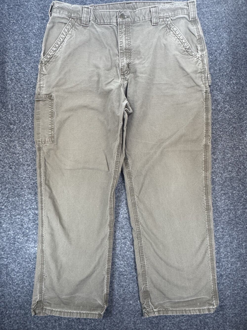 Carhartt Carpenter Canvas Workwear Pants Dungaree Fit Army Green Mens 38x30 A279